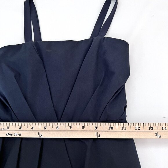 Alice + Olivia size 0 Dress Fit Flare Tiers Layers Dark Blue Strap Sleeves - Picture 6 of 10